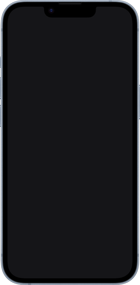 A front facing depiction of an iphone with a black screen